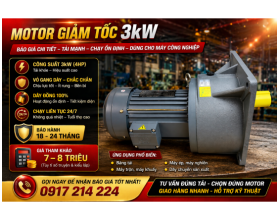 Motor Giảm Tốc 3kW Báo Giá Chi Tiết – Tải Mạnh, Chạy Ổn Định, Dùng Cho Máy Công Nghiệp