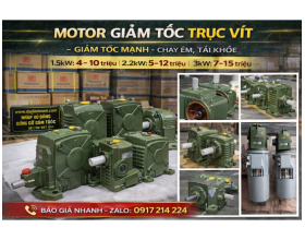 Motor Giảm Tốc Trục Vít – Giảm Tốc Mạnh, Chạy Êm, Tải Khỏe