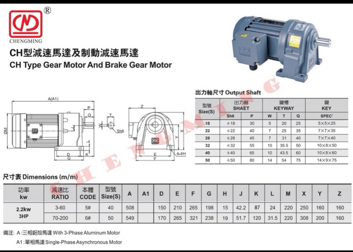 motor giảm tốc 2200, 3.7kw, 3hp